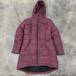 Orolay Duck Down Puffer Coat Hooded Long Full Zip Jacket Maroon Womens Small *